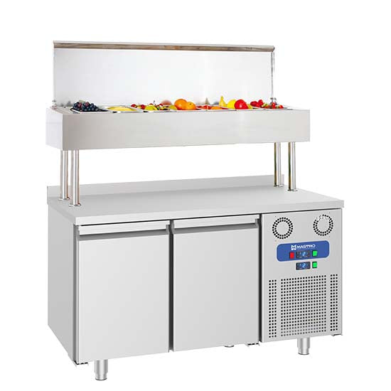 Gekoelde werktafel met 2 GN-deuren en opbouw 7x GN 1/3 