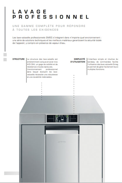 Lave-vaisselle frontal Ecoline 500x500 mm surpresseur rinçage SPD505S + Adoucisseur à régénération continue