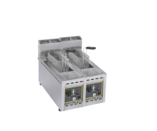 Friteuse - 2x10 L - 2 manden - met aftapkraan