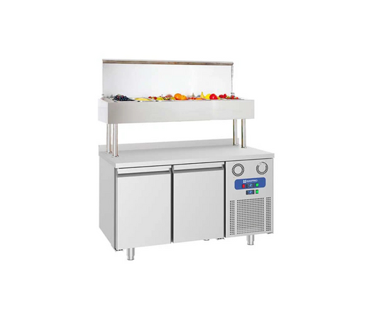 Gekoelde werktafel met 2 GN-deuren en opbouw 7x GN 1/3 