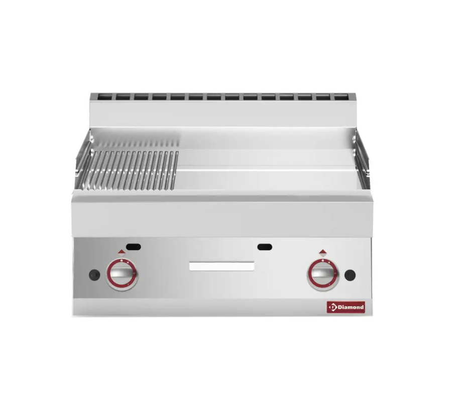 700X640 Gaskookplaat 2/3 glad - 1/3 gegroefd -Top- hardverchroomd ’50 µm’ G65/PMCD7T-N