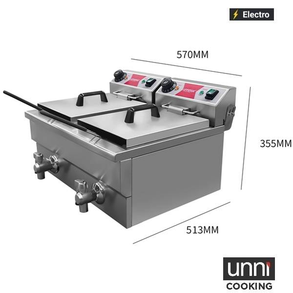 Friteuse électrique professionnelle double 2 × 8 L Budget UnniCooking E616DF