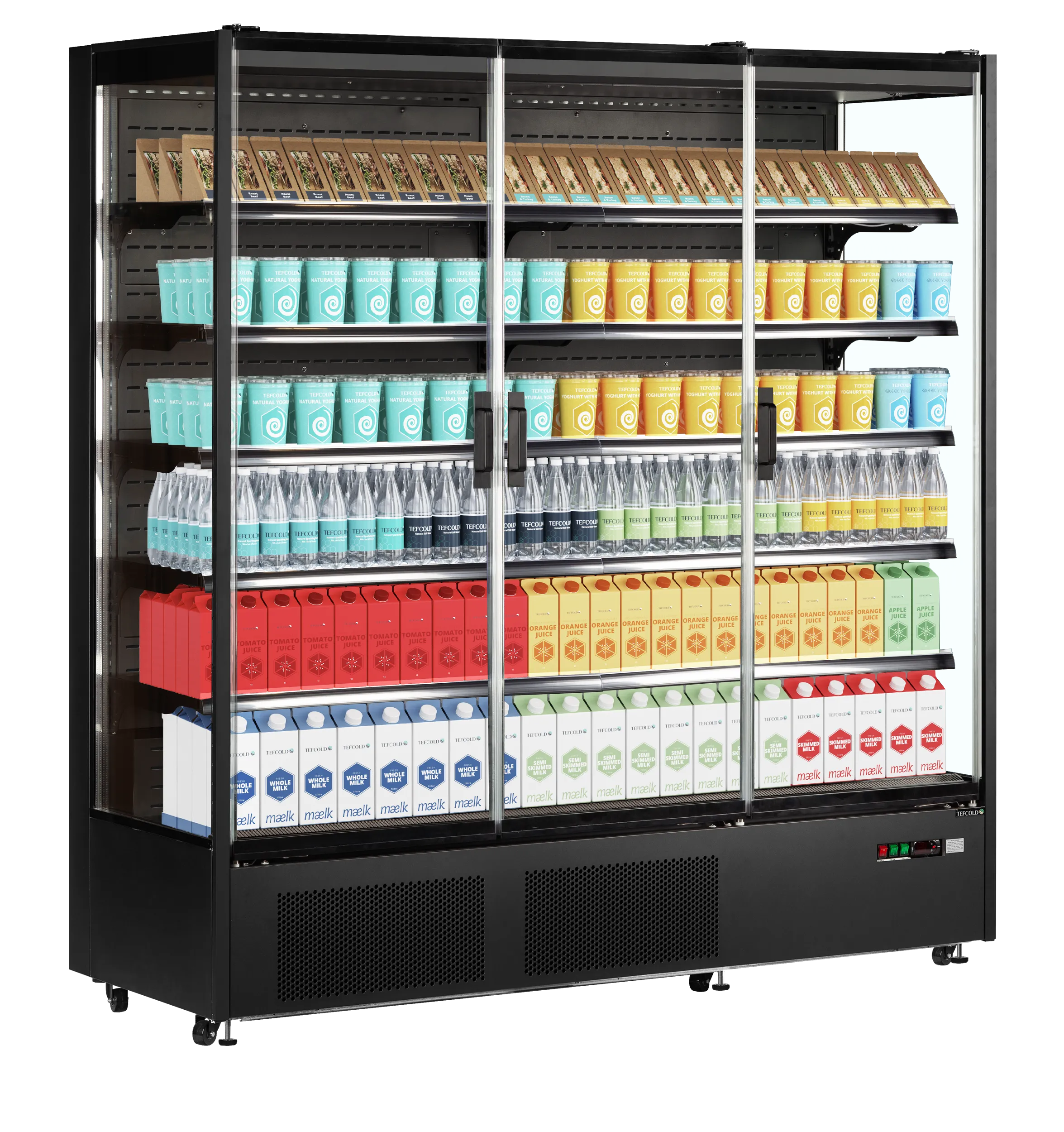 Wandgemonteerde gekoelde vitrine met 4 glazen deuren – 1529L – TEFCOLD PC2500B (kopie)