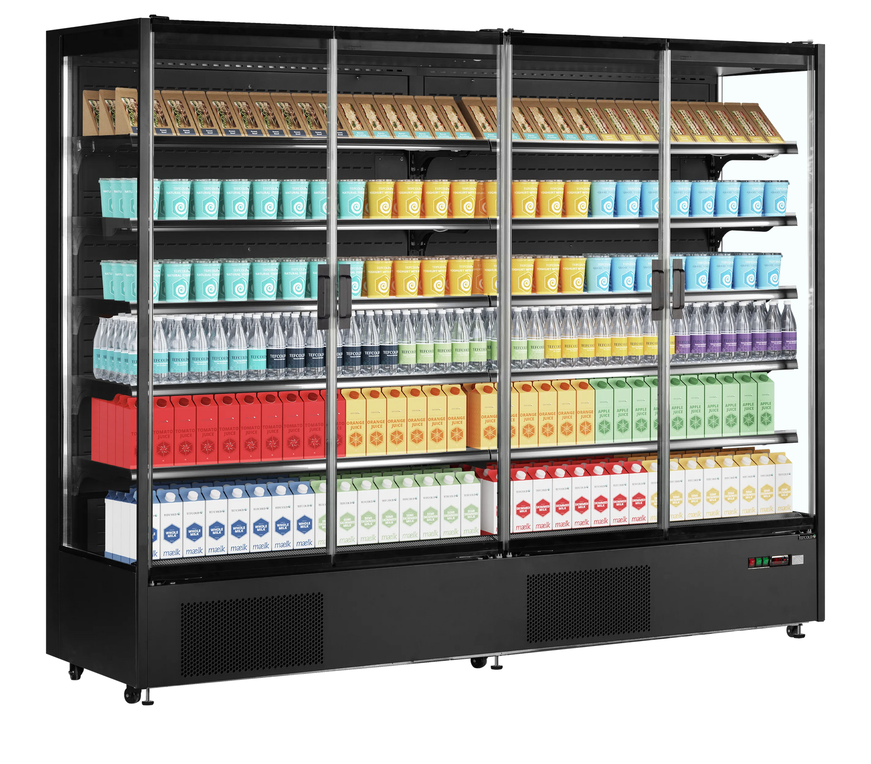 Wandgemonteerde gekoelde vitrine met 4 glazen deuren – 1529L – TEFCOLD PC2500B