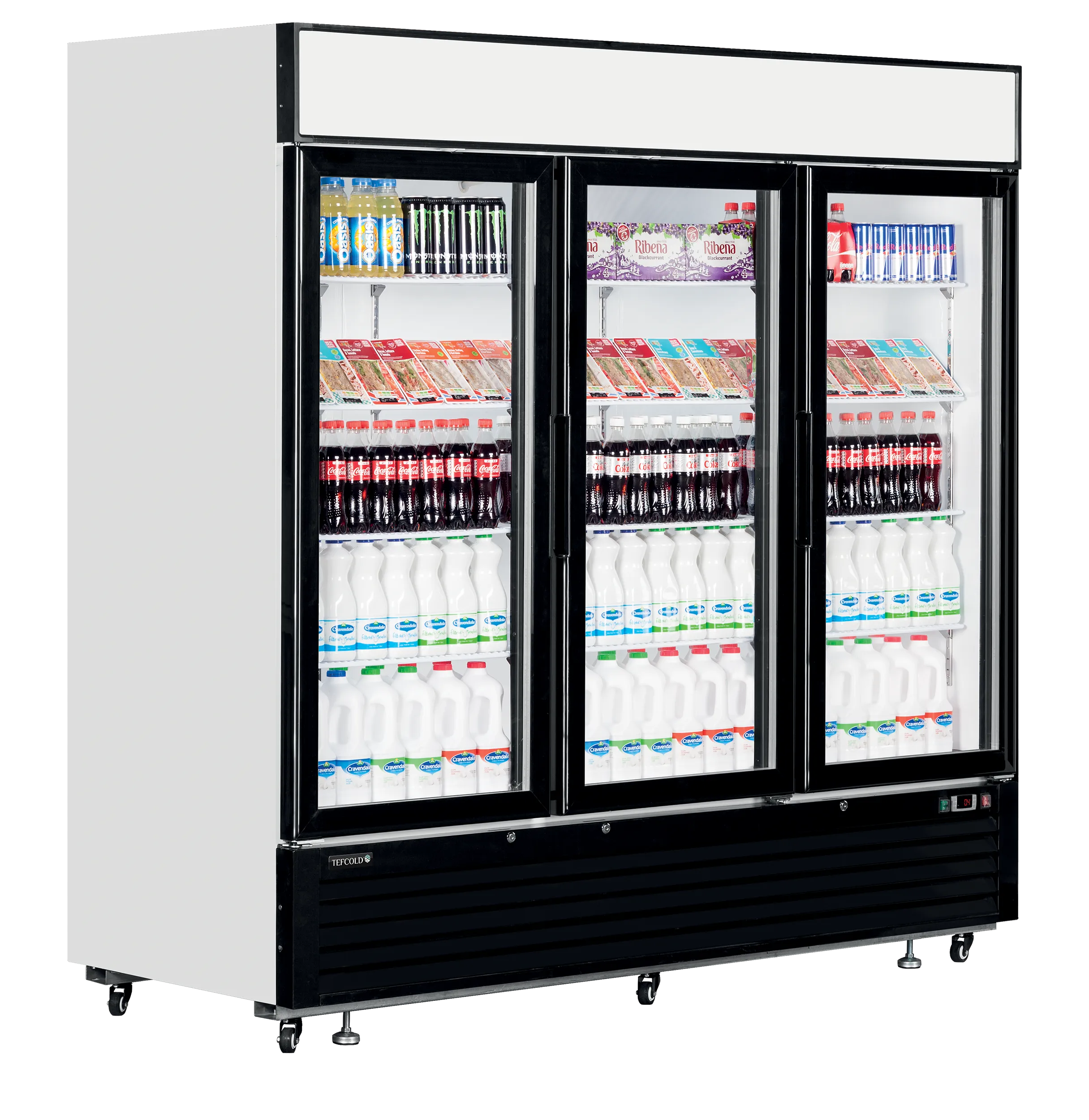 Professionele gekoelde vitrinekast met 3 glazen deuren – 2050 liter – TEFCOLD LGC7500