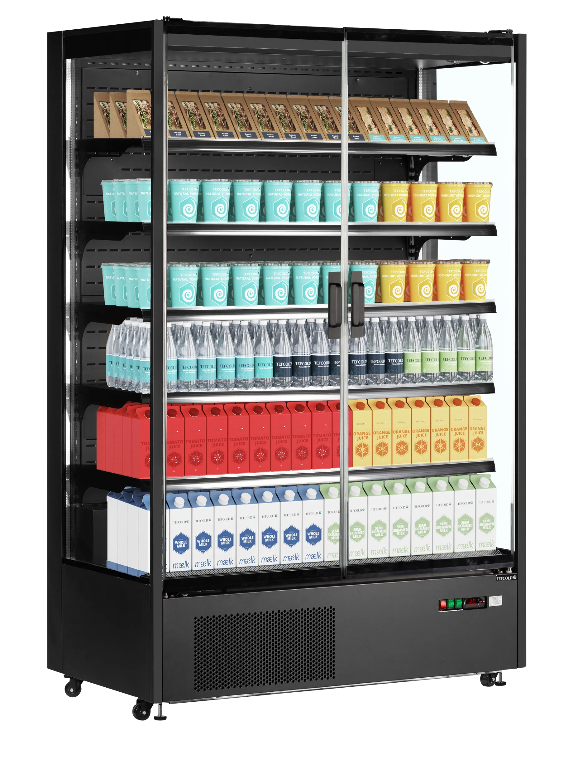 Wandgemonteerde gekoelde vitrine met 2 glazen deuren – 1292L – TEFCOLD PC1250B
