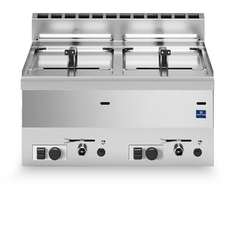 Lavasteengrill, 1/2 module, ’dubbelzijdige’ gietijzeren grill