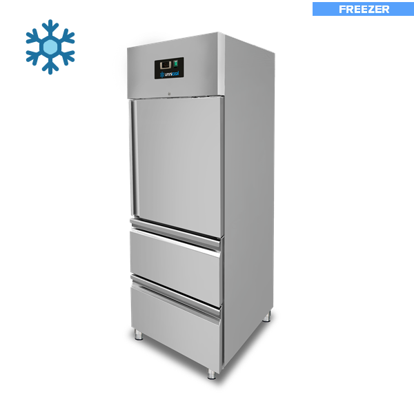 Armoire congélateur professionnelle 650 L avec 1 demi-porte et 2 tiroirs GN 2/1