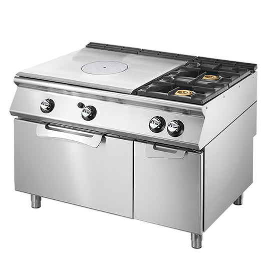 Gaskookplaat op GN 2/1 statische gasoven + gesloten kast en 2 branders – VS70120TPFG