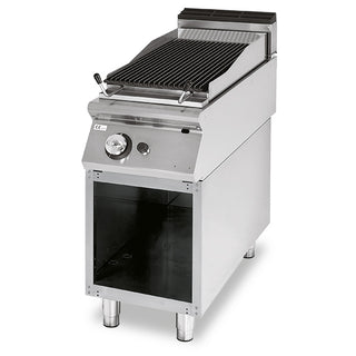 Lavasteengrill, 1/2 module, ’dubbelzijdige’ gietijzeren grill