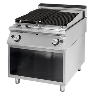 Lavasteengrill, 1/2 module, ’dubbelzijdige’ gietijzeren grill