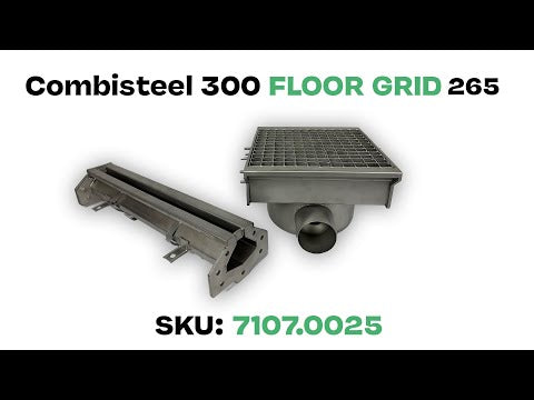 Drain inox 300x265 avec 2 sorties pour gouttière à fente — Combisteel 7107.0025