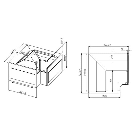 Vitrine réfrgérée ventilé à viande "unité de coin" avec vitre vertical, 0°/+4°C  Z/TM10AAA9