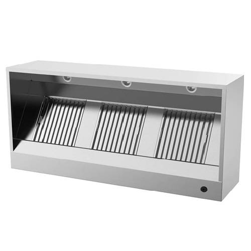 Hotte professionnelle Box Unninox 3200 × 950 mm sans moteur avec 5 filtres labyrinthes en inox
