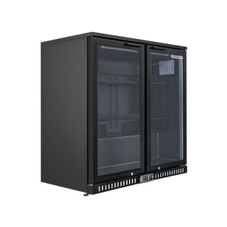 Arrière-Bar Réfrigéré 2 Portes Battantes Vitrées - 209 Litres - Finition Noire