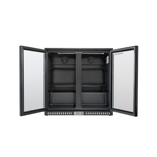 Arrière-Bar Réfrigéré 2 Portes Battantes Vitrées - 209 Litres - Finition Noire