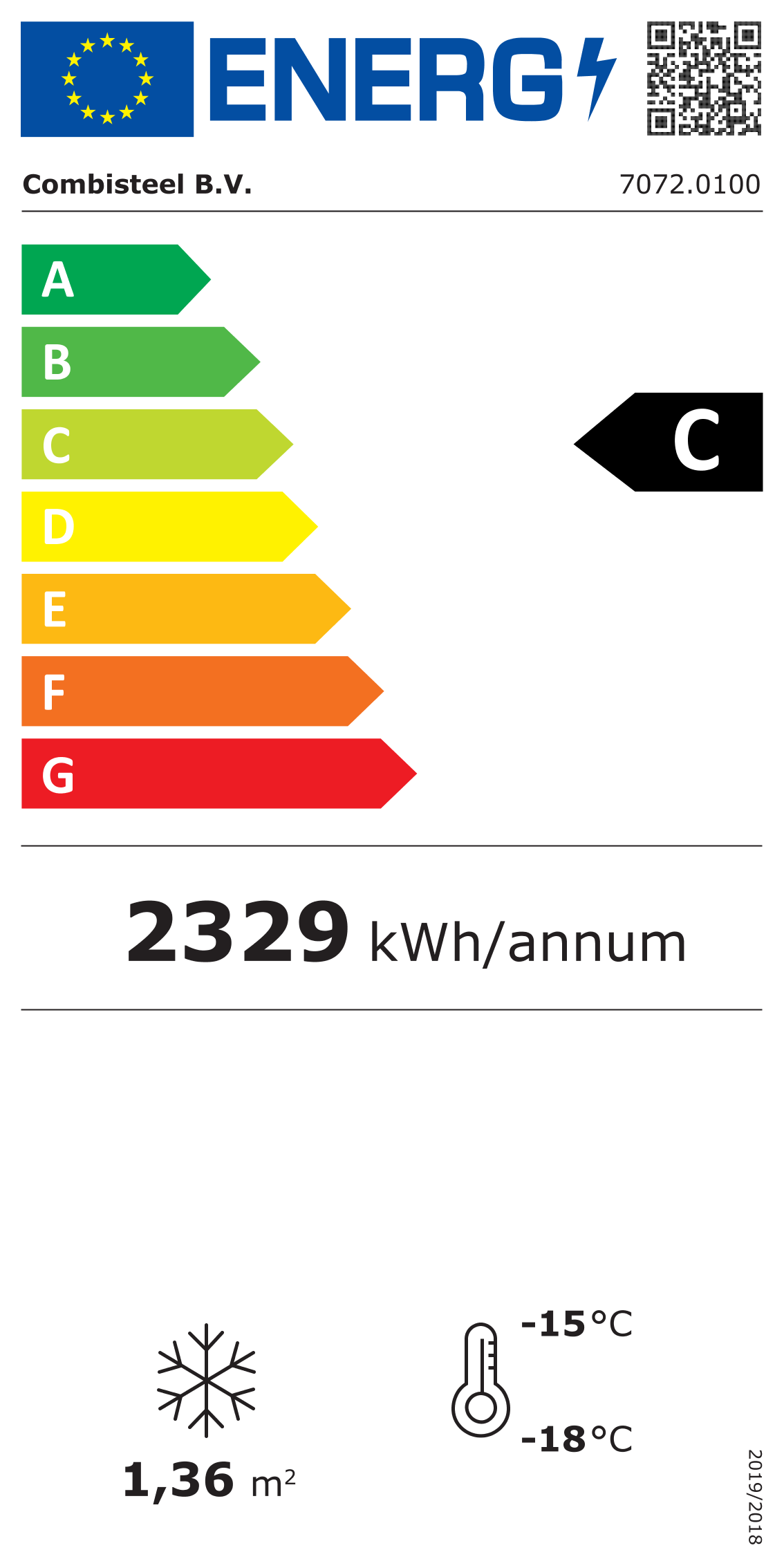Étiquette énergétique officielle — Combisteel 7072.0100 — classe C