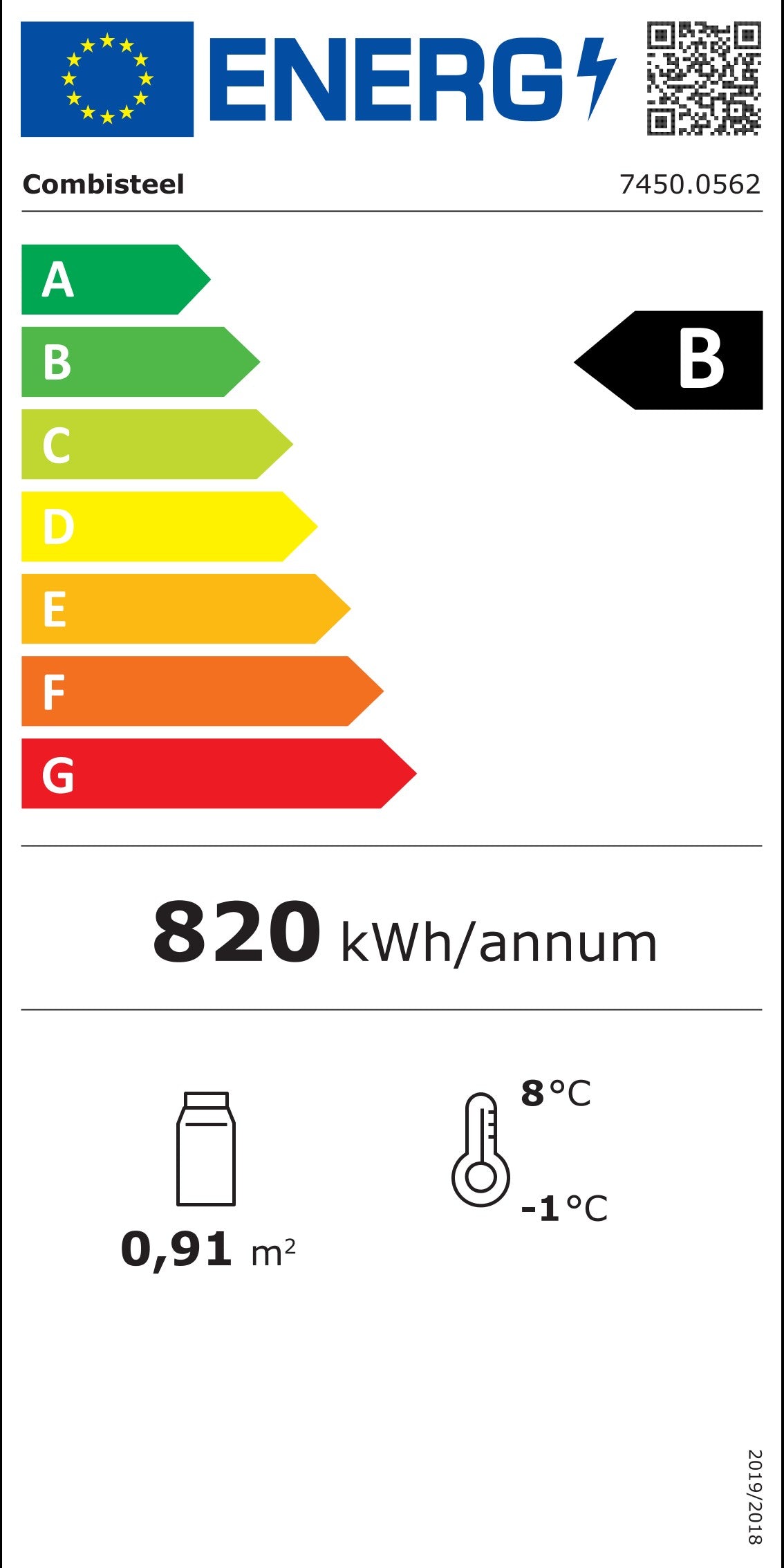 Étiquette énergétique officielle — Combisteel 7450.0562 — classe B