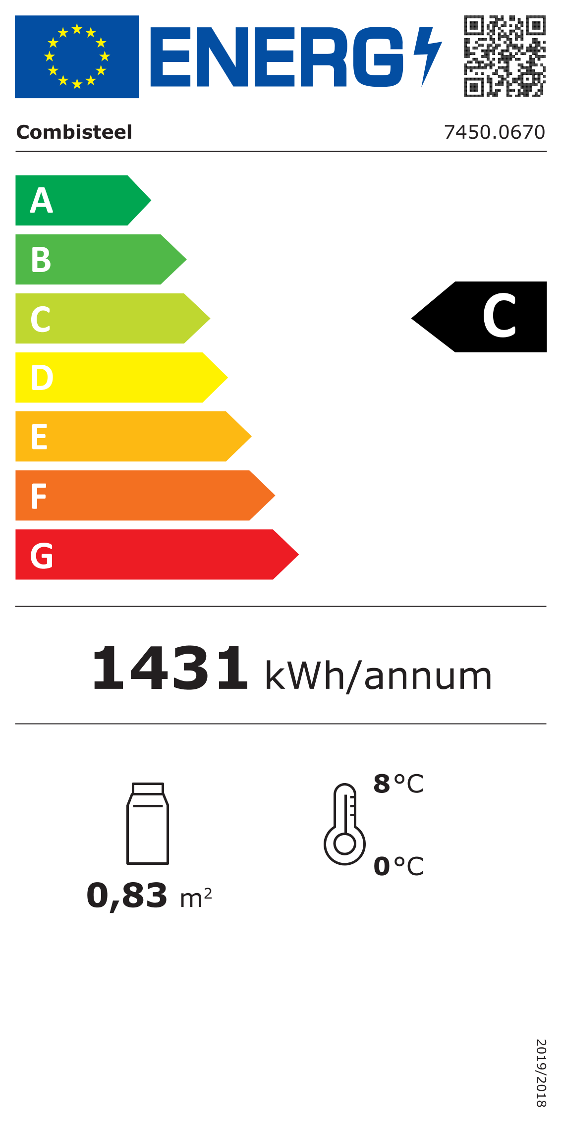 Étiquette énergétique officielle — Combisteel 7450.0670 — classe C