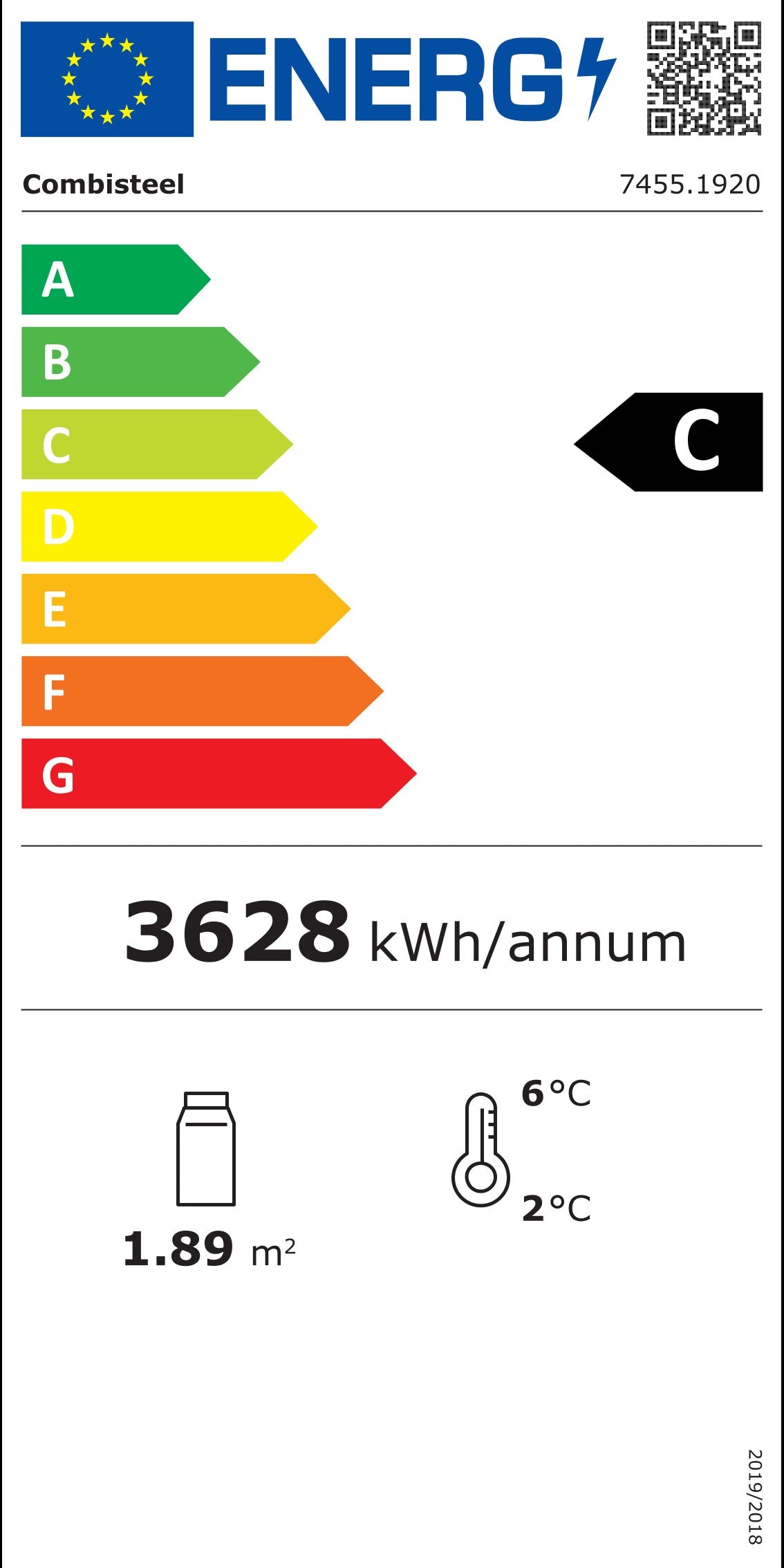 Étiquette énergétique officielle — Combisteel 7455.1920 — classe C