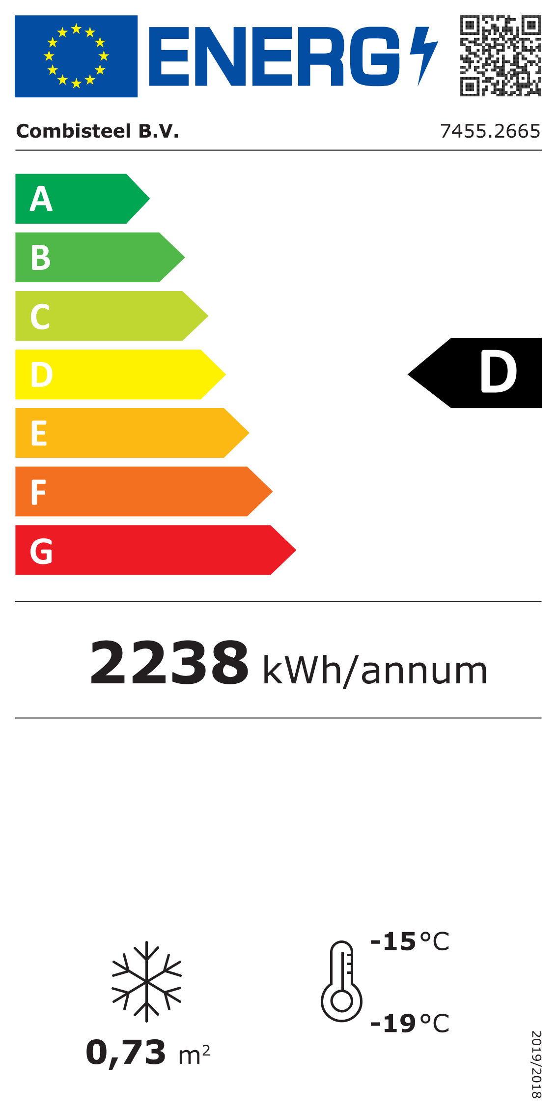 Étiquette énergétique officielle — Combisteel 7455.2665 — classe D