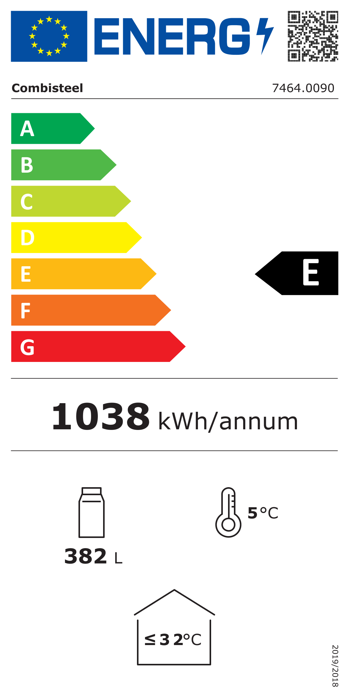 Étiquette énergétique officielle — Combisteel 7464.0090 — classe E