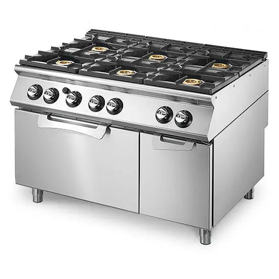 Cuisinière gaz sur four statique GN 2/1 et armoire fermée