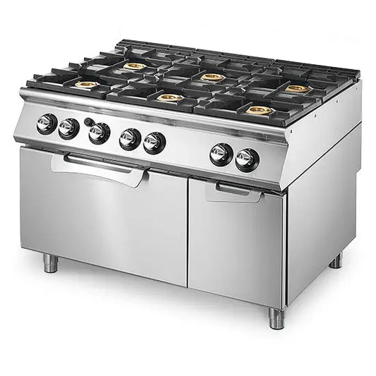 Cuisinière gaz sur four statique GN 2/1 et armoire fermée