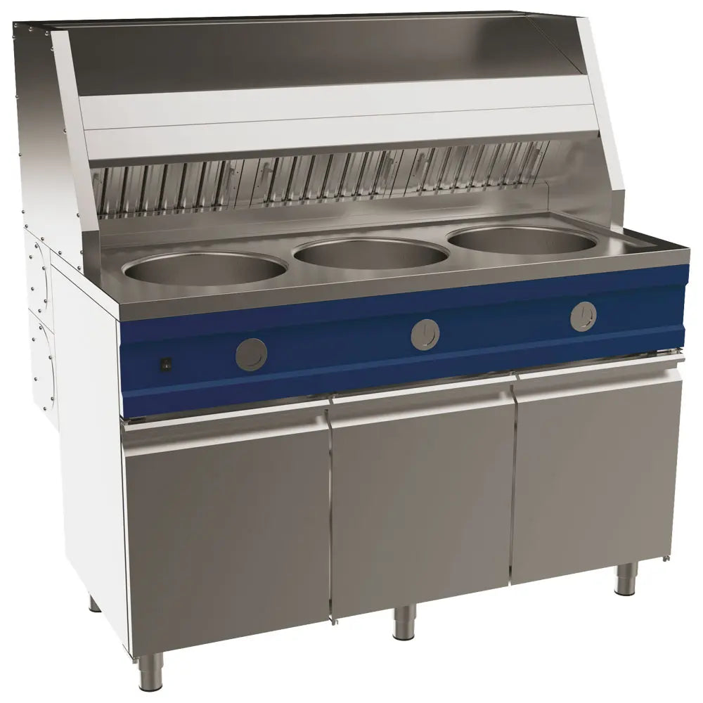 Friteuse à gaz professionnelle 3 × 13 L sur meuble | Mastro