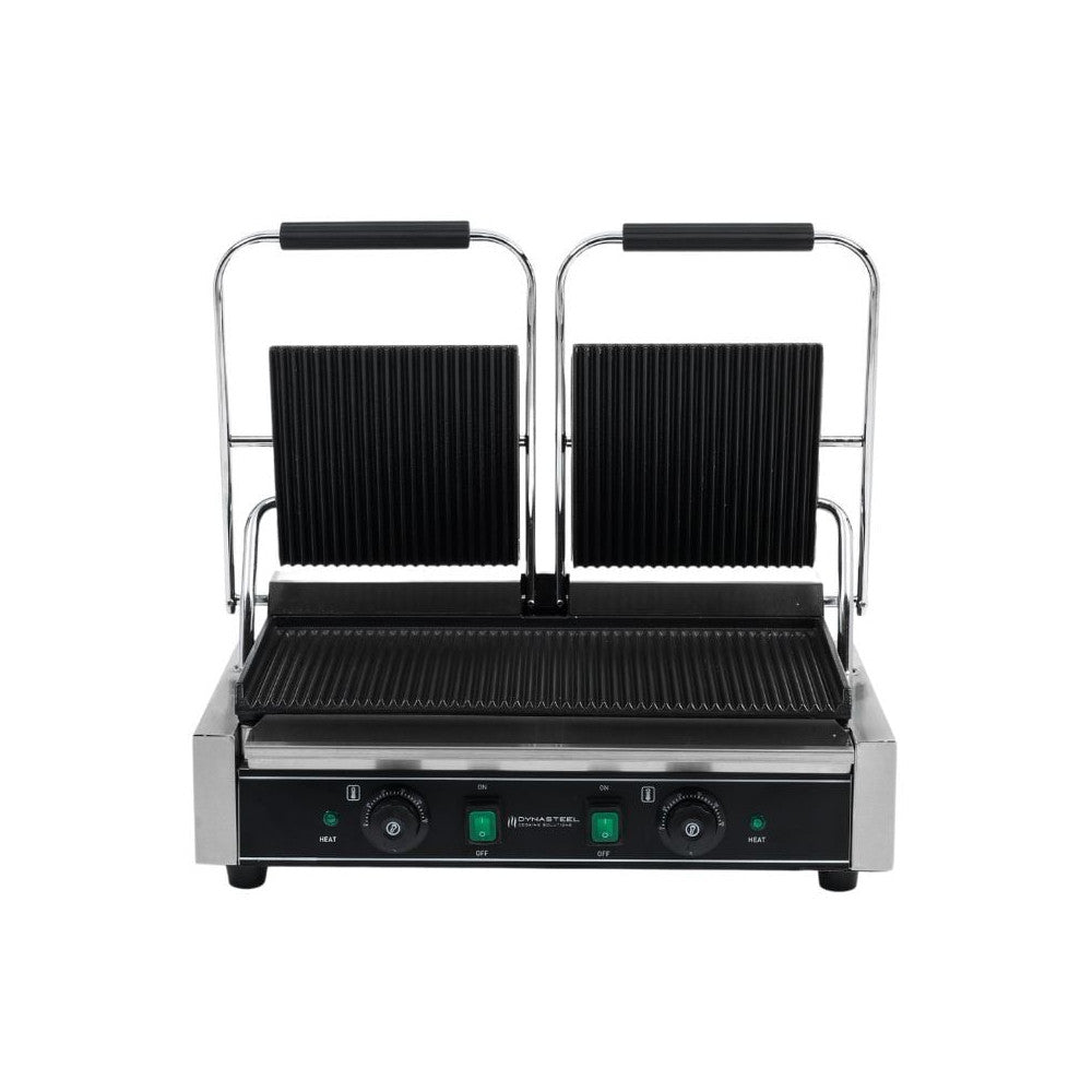 Contactgrill - gegroefd - dubbele grillplaat - 2 x 22 cm