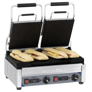 GRILL PANINI DOUBLE PREMIUM RAINURÉE - RAINURÉE AVEC MINUTEUR