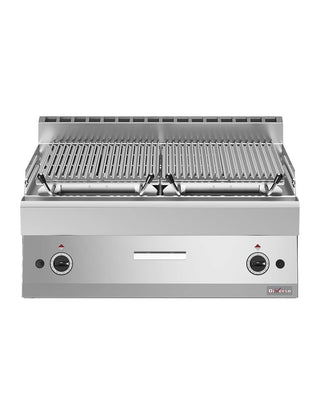 Lavasteengrill, 1/2 module, ’dubbelzijdige’ gietijzeren grill