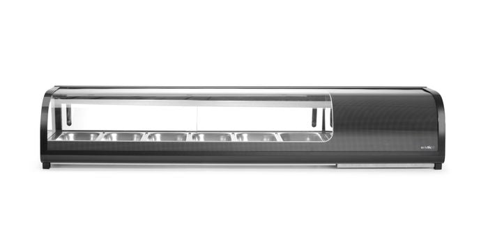 Vitrine à sushis, Arktic, Bacs inclus : 6 x GN 1/3 (H) 40 mm., Noir, 230V/190W, 426x1529x(H)296mm — 274088