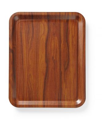 Plateau de service, rectangulaire, antidérapant, stratifié, AmerBox, Acajou, 460x360mm — 507025