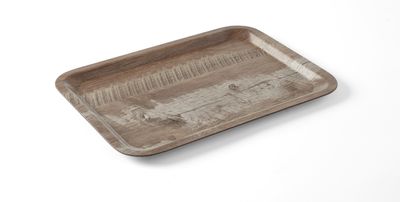 Plateau de service en mélamine avec imprimé bois, AmerBox, Bois foncé, 240x340mm — 508923