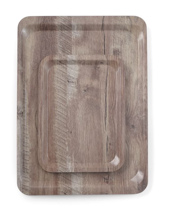 Dienblad van melamine met hout bedrukking, AmerBox, Hout donker, 370x530mm — 508954
