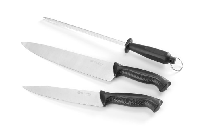 Set de couteaux, 3 pièces, HENDI, Noir, (L)380mm — 842683