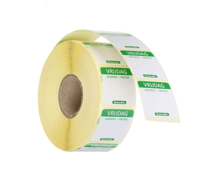 Étiquettes de sécurité alimentaire journalières, multi-usages, faciles à retirer, HENDI, Vendredi, Vert, 1000 u., 25x25mm — 850510