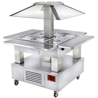 Ilot buffet chauffant bain marie coupole motorisé 4x