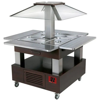 Ilot buffet chauffant bain marie coupole motorisé 4x