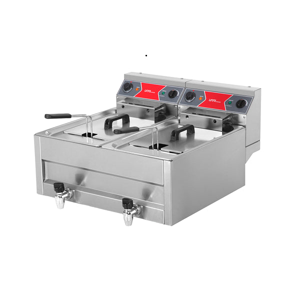 Friteuse électrique professionnelle double 2 × 10  L 50°C/200°C | 2x9kW (400V) Unninox UNN65-FRT-M2