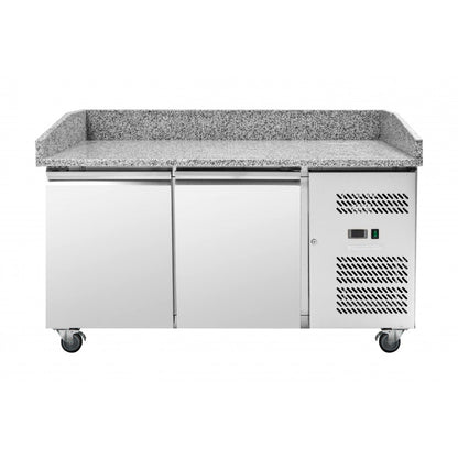 Professionele roestvrijstalen gekoelde pizzakast met 2 deuren - Afmetingen 600x400 mm 