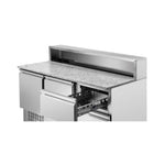 Meuble à Pizza Réfrigéré avec Toit Inox - 8 x GN 1/6 - 2 Portes et 2 Tiroirs