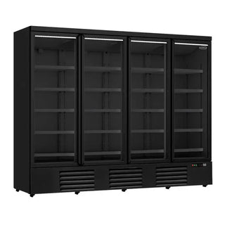 RÉFRIGÉRATEUR 4 PORTES VITRÉES NOIR JDE-2025R BL