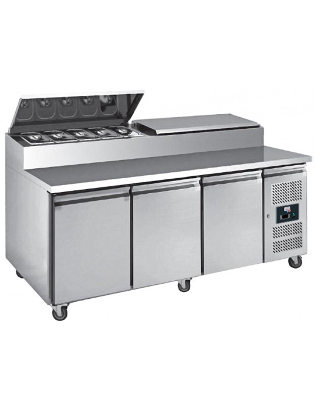 Saladette Réfrigérée 3 Portes 248L – 4 GN 1/1 Froid Statique Inox R290 Professionnelle