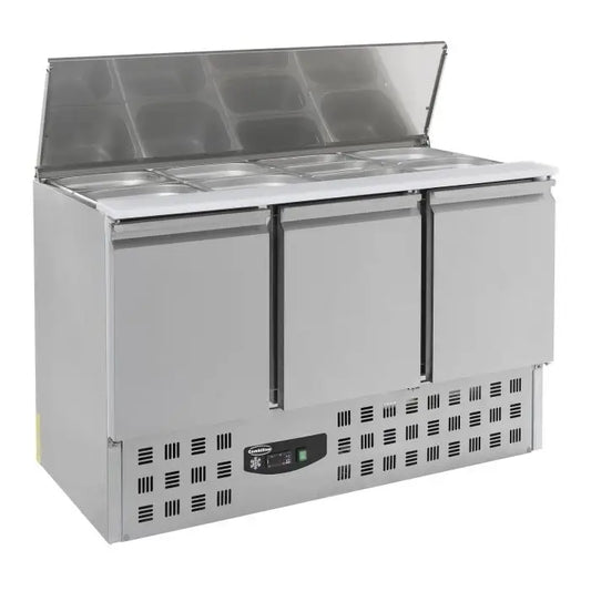 Saladette de préparation réfrigérée 3 portes capot inox -