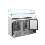 Gekoelde saladeette 3 deuren voor gn 1/1 container met gebogen glas