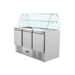 Gekoelde saladeette 3 deuren voor gn 1/1 container met gebogen glas