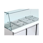 Saladette réfrigérée 3 portes pour bac gn 1/1 avec verre bombé