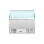 Saladette réfrigérée 3 portes pour bac gn 1/1 avec verre bombé